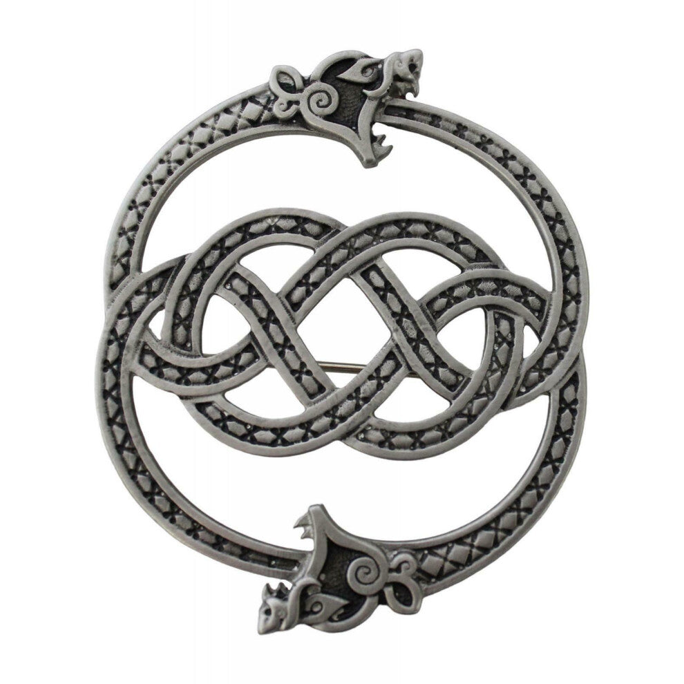 Stunning Celtic Art Jewellery Matte Pewter Zoomorphic Celtic Serpent Sash Plaid