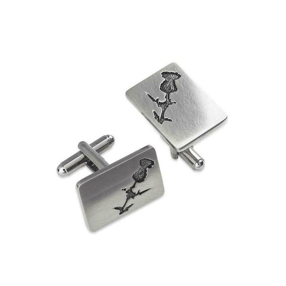 Stunning Scottish Thistle Silhouette Cufflinks in Brushed Pewter