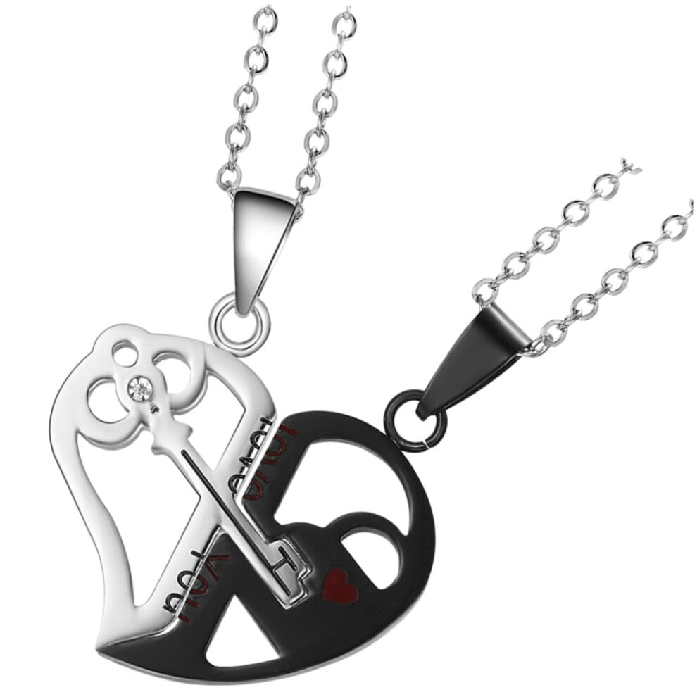 Couples Heart Necklace Set Matching Puzzle Pendants for Valentine's Day Relationship Jewelry Gift