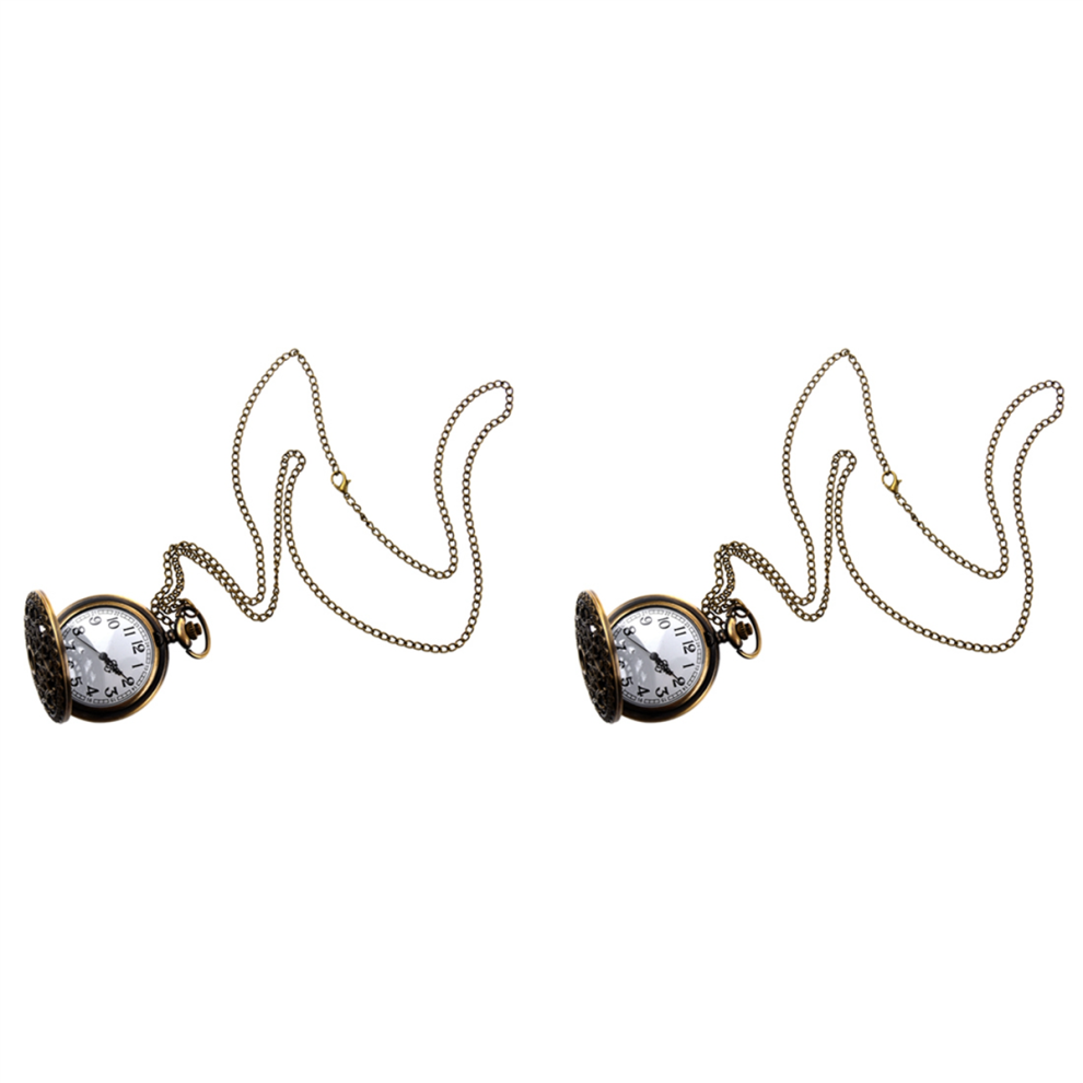 Bronze Pocket Watch Quartz Clock Necklace Pendant