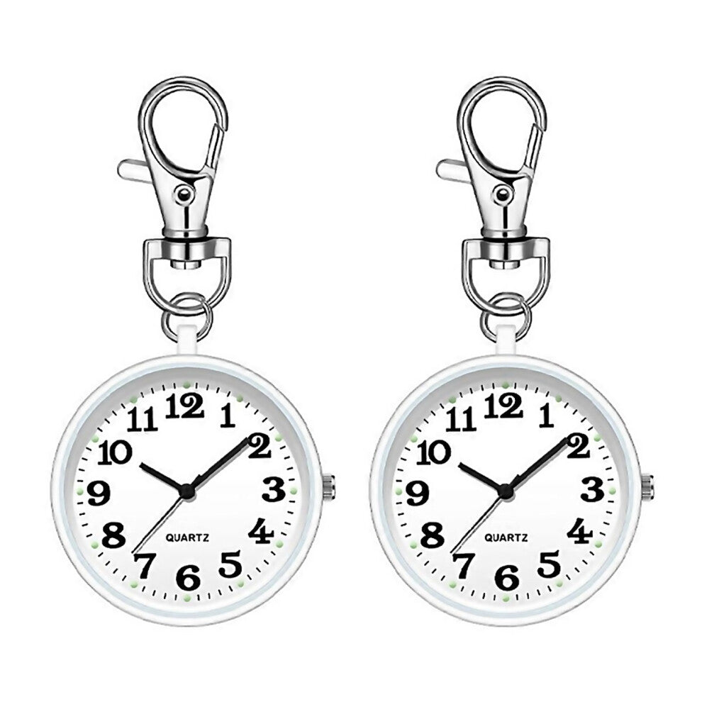 For 2pcs Nurses Watches Quartz Pocket Watch For Nurses White