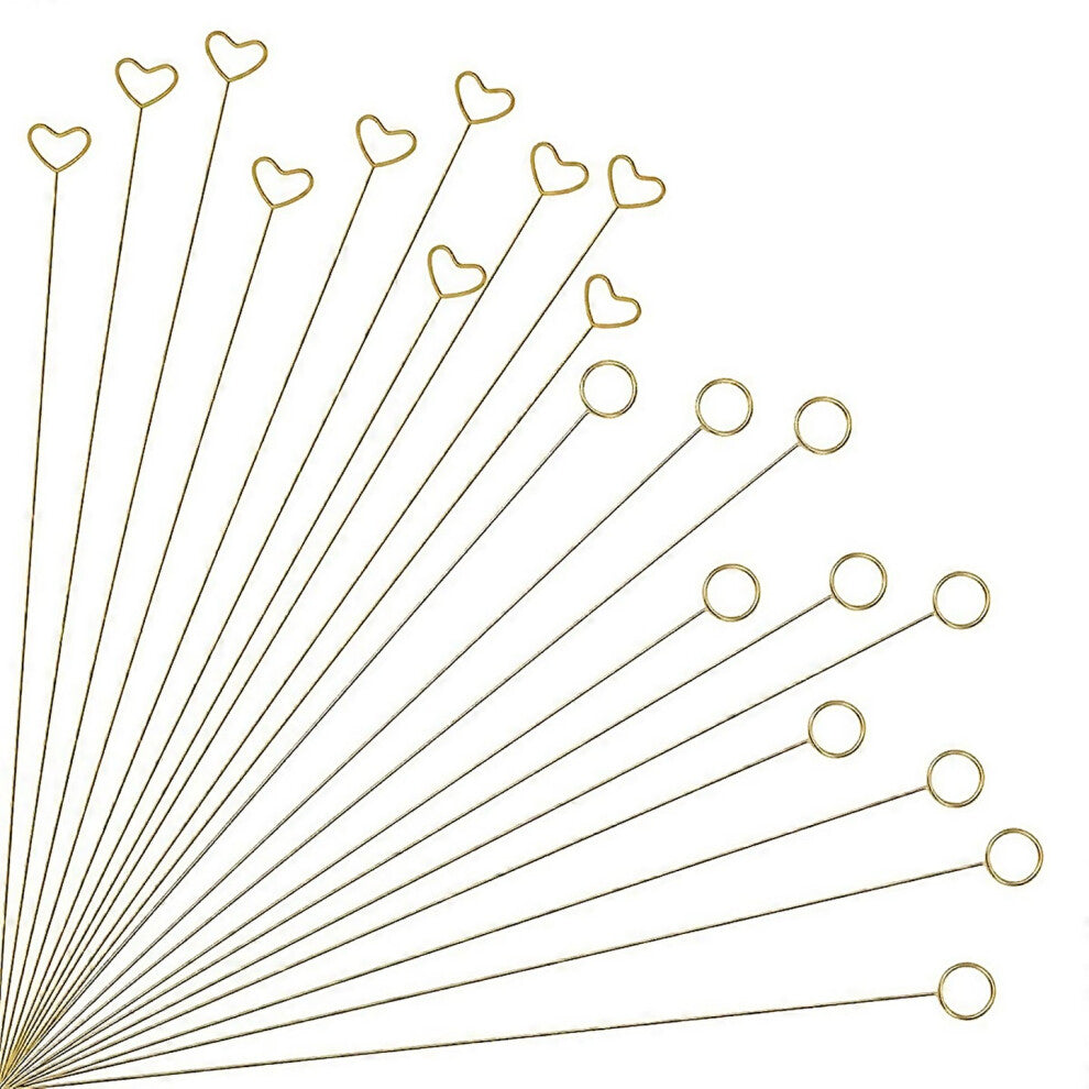 For 20 Pcs Flower Card Holder Sticksheart Circle Gold
