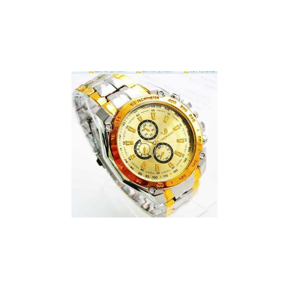 (Gold) Six Three Eyes Pin Steel Strip Wrist Watch Man Watch Decoration Quartz Watches