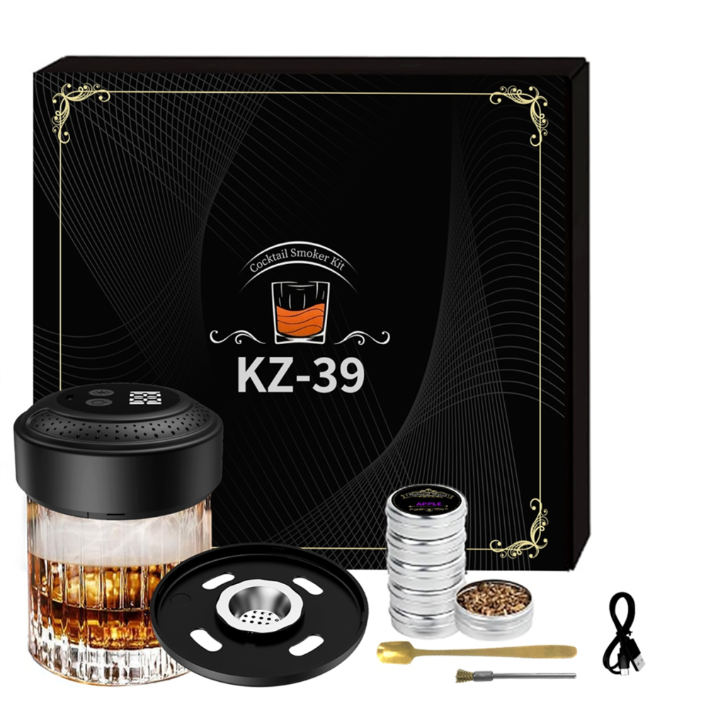 Electric Whiskey Smoker Kit with 6 Wood Chips,Smoke Drink Infuser Kit