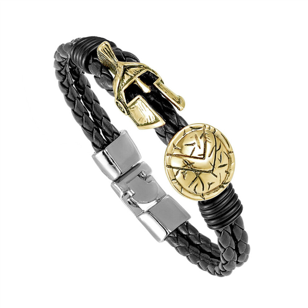 (TZ783) Expressive And Meaningful Men S Leather Bracelet With Symbolic Charms