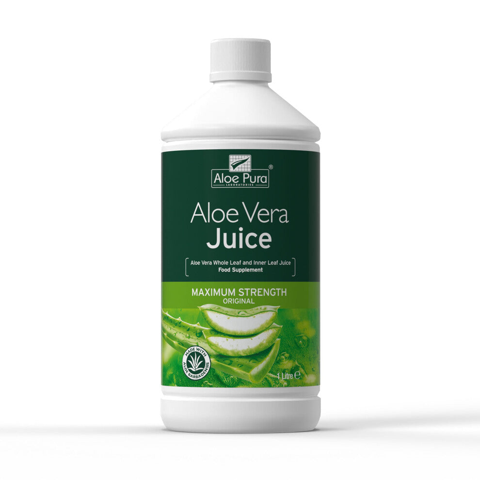 Aloe Pura Aloe Vera Maximum Strength Juice Natural Vegan Cruelty Free Food Supplement 1ltr
