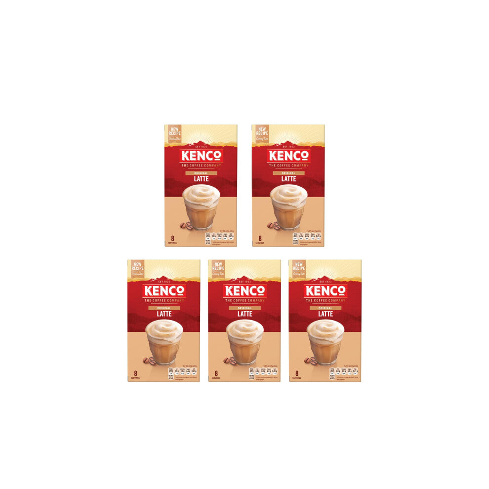 Kenco Latte Instant Coffee Sachets 8x163g Pack of 5 Total 40 Sachets 652g