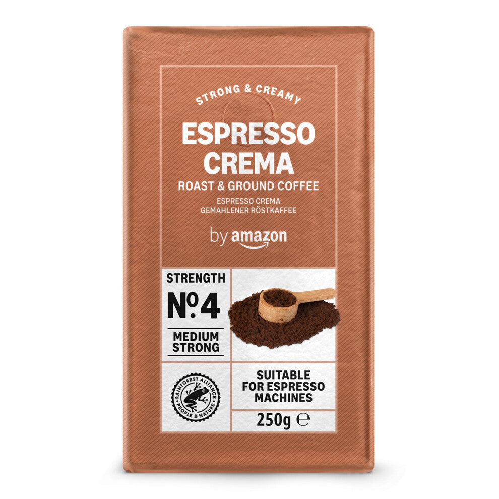 by Amazon Ground Coffee Espresso Crema Medium Roast 250 g Pack of 4  Rainforest Alliance Certified
