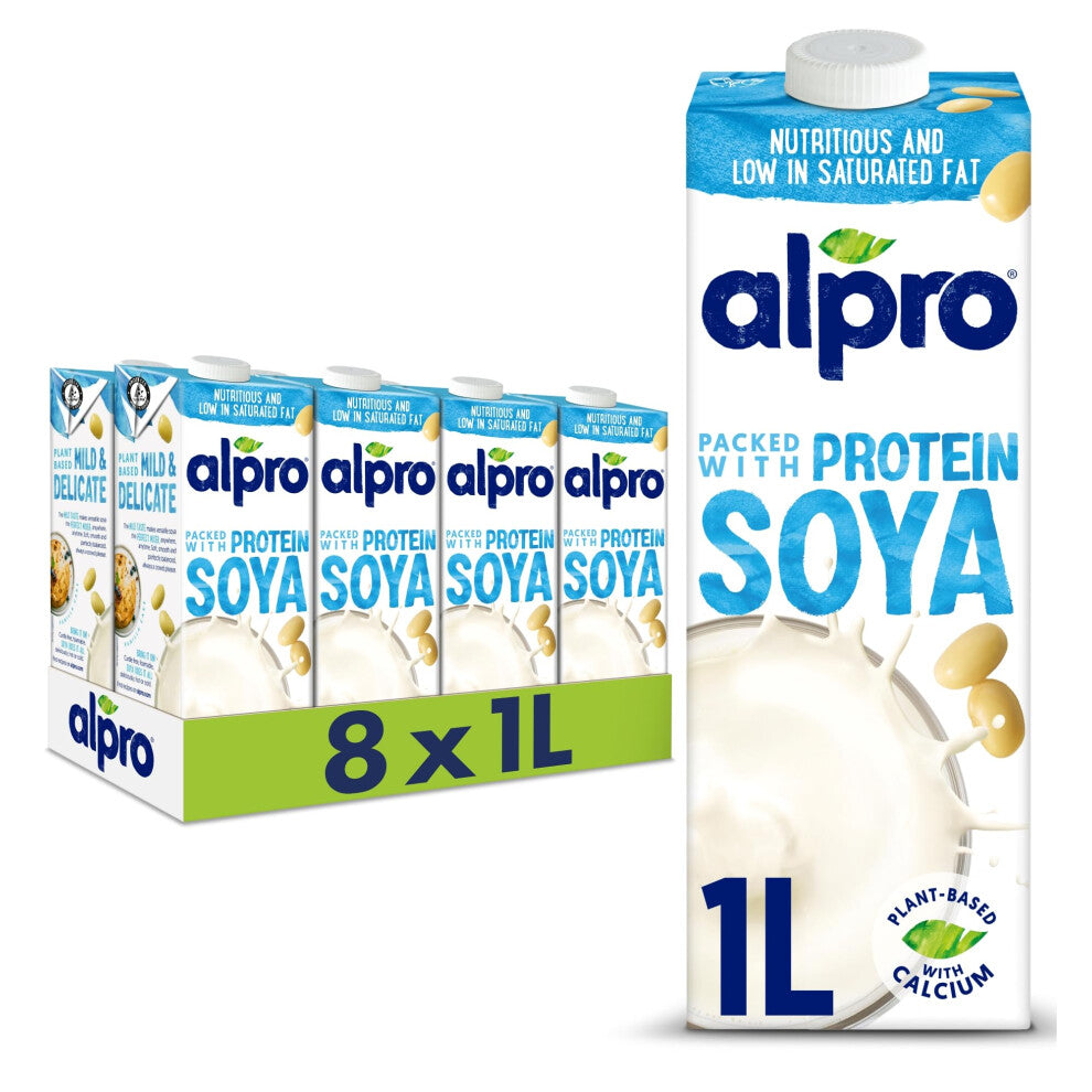 Alpro Soya PlantBased Long Life Drink  Vegan Dairy Free  Lactose Free Milk Alternative  1L Pack of 8