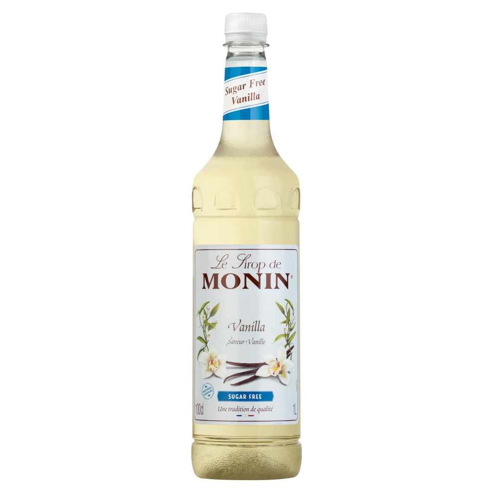 MONIN Premium Vanilla Sugar Free Syrup 1L for Coffee and Cocktails VeganFriendly AllergenFree 100 Natural Flavours and Colourings SugarFree Vanilla C