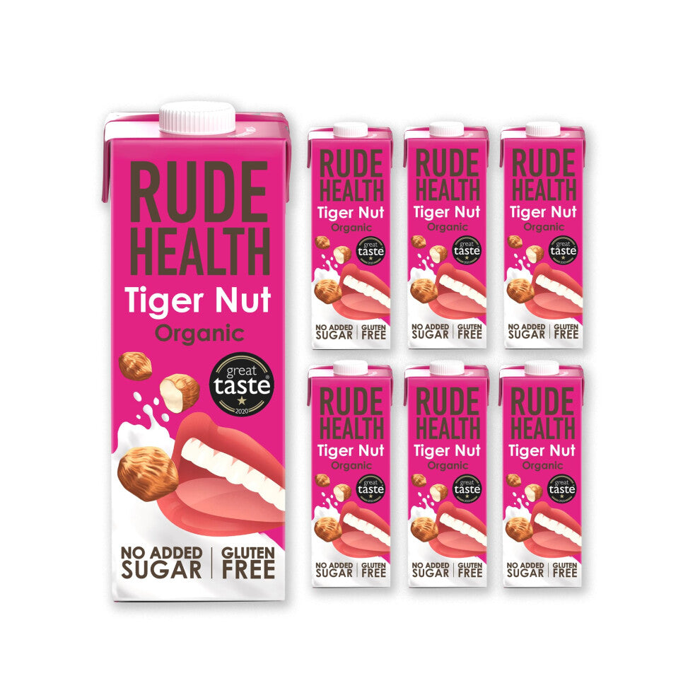 Rude Health 6 x 1 Litre Organic Tiger Nut DairyAlt Milk 100 Natural Organic Drink Lactose Free Dairy Free  GlutenFree Unsweetened AwardWinning Health
