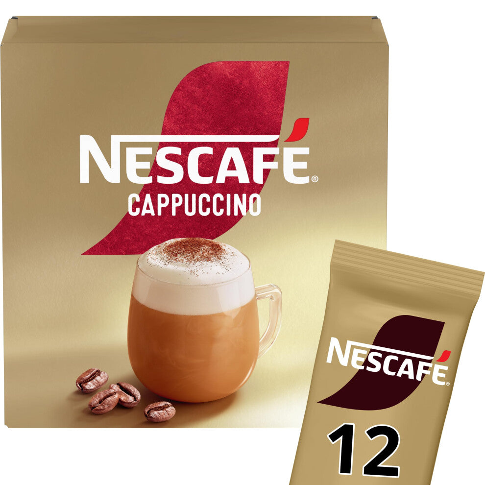 NESCAFÉ Cappuccino Instant Gold Coffee 12 x 155g Sachets 100 Responsibly Sourced Coffee Pack of 1