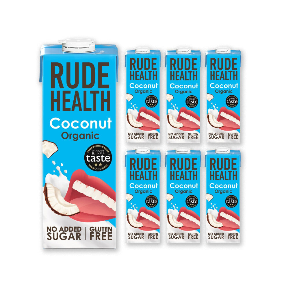 Rude Health 6 x 1 Litre Organic Coconut DairyAlt Milk 100 Natural Organic Drink Lactose Free Dairy Free  GlutenFree No Added Sugar AwardWinning Healt