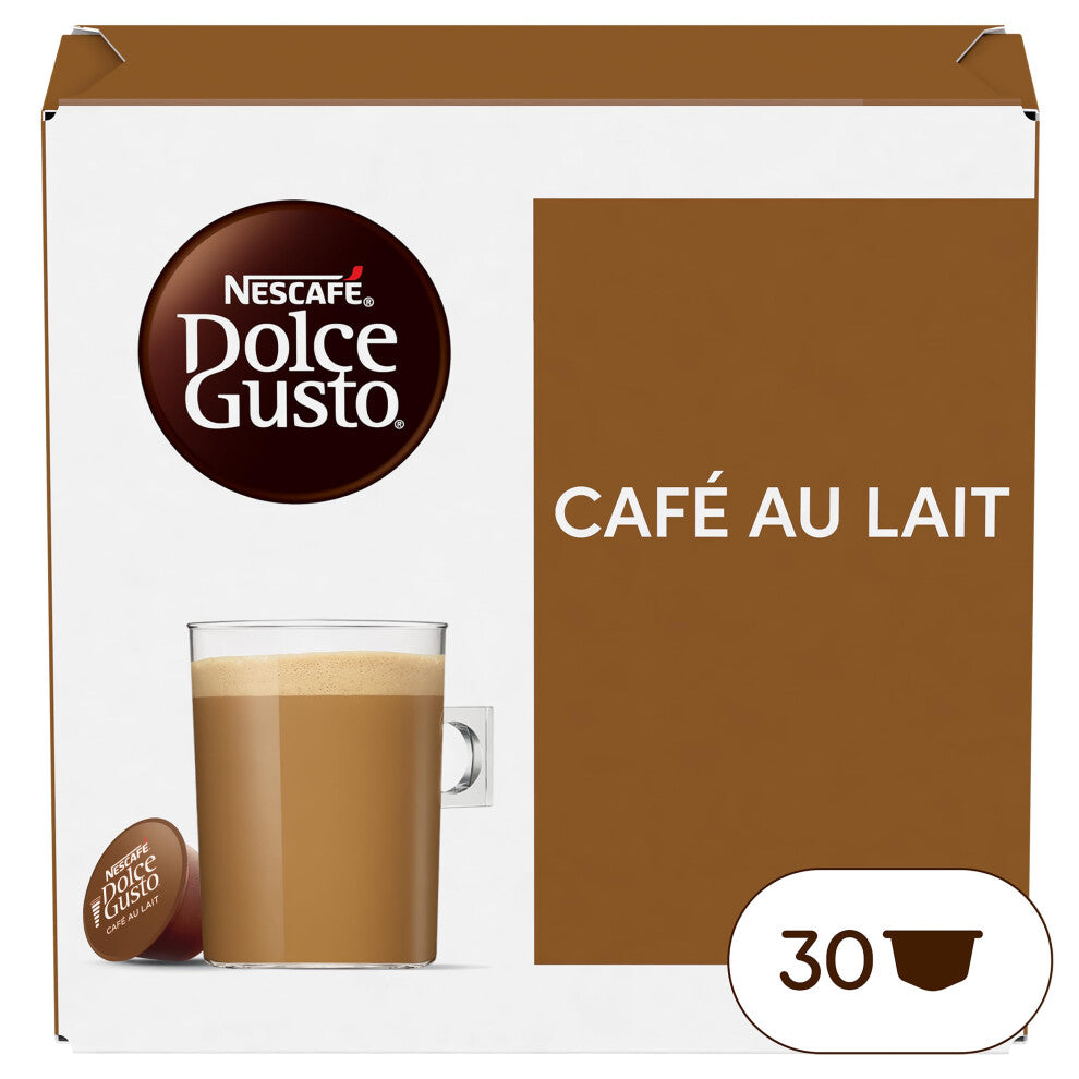 NESCAFE DOLCE GUSTO Café Au Lait Coffee Pods Pack of 3 Total 90 Servings