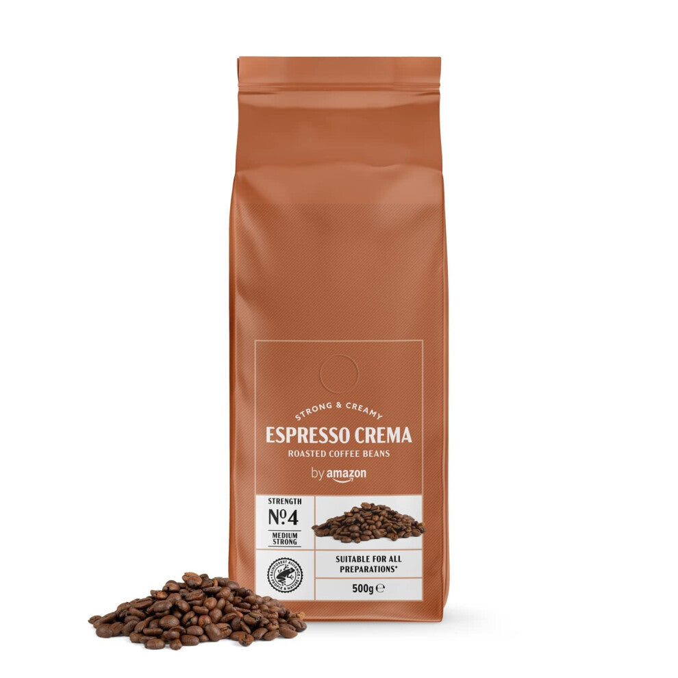 by Amazon Espresso Crema Light Roast Coffee Beans 500g Rainforest Alliance Certified