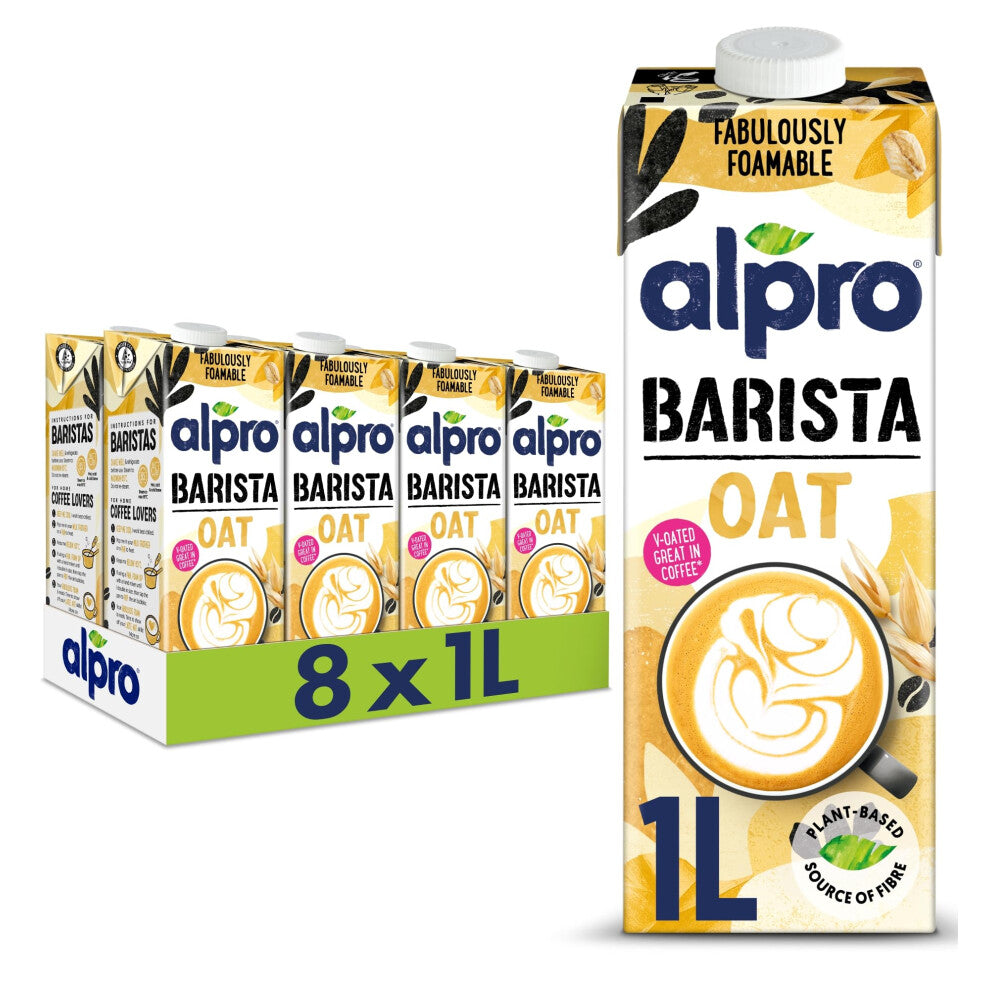 Alpro Barista Foamable Oat PlantBased Long Life Drink  Great for Coffee Foam  Vegan Dairy Free  Lactose Free  1L Pack of 8