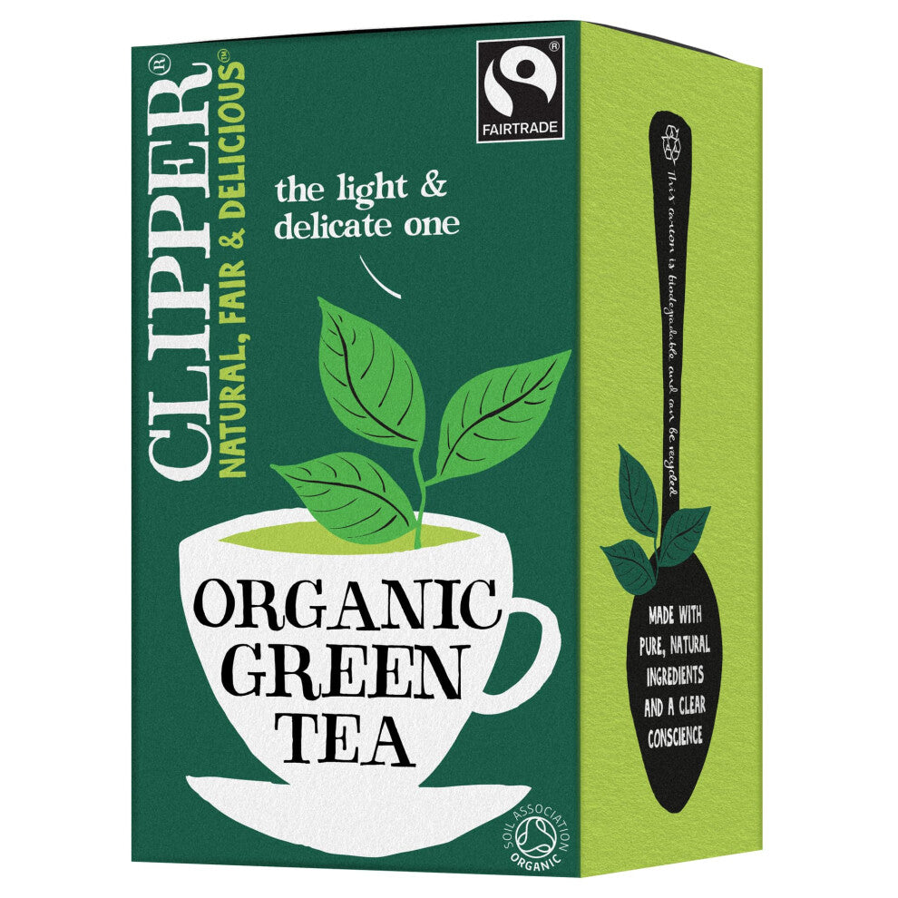 Clipper Organic Pure Green Tea Bags  Box of 40 Teabags  Organic Tea for Home  Office  EcoConscious Fair Trade Tea  Natural Unbleached PlantBased Comp