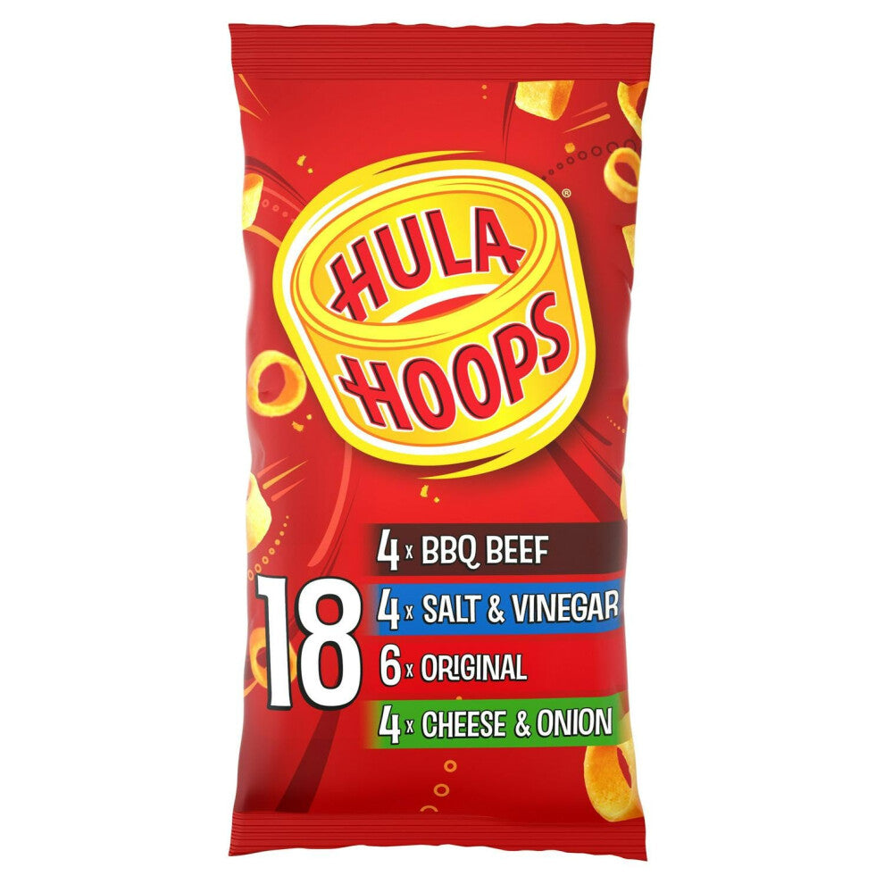 Hula Hoops VARIETY MULTIPACK Crisps 18x24g Packs Case of 12  Deliciously crunchy  No Artificial Colours or Flavours Suitable for Vegetarians