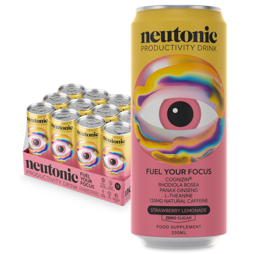 Neutonic Nootropic Productivity Energy Drink  Strawberry Lemonade 12 Cans  120mg Natural Caffeine Zero Sugar  Support Energy Mental Performance Cogni