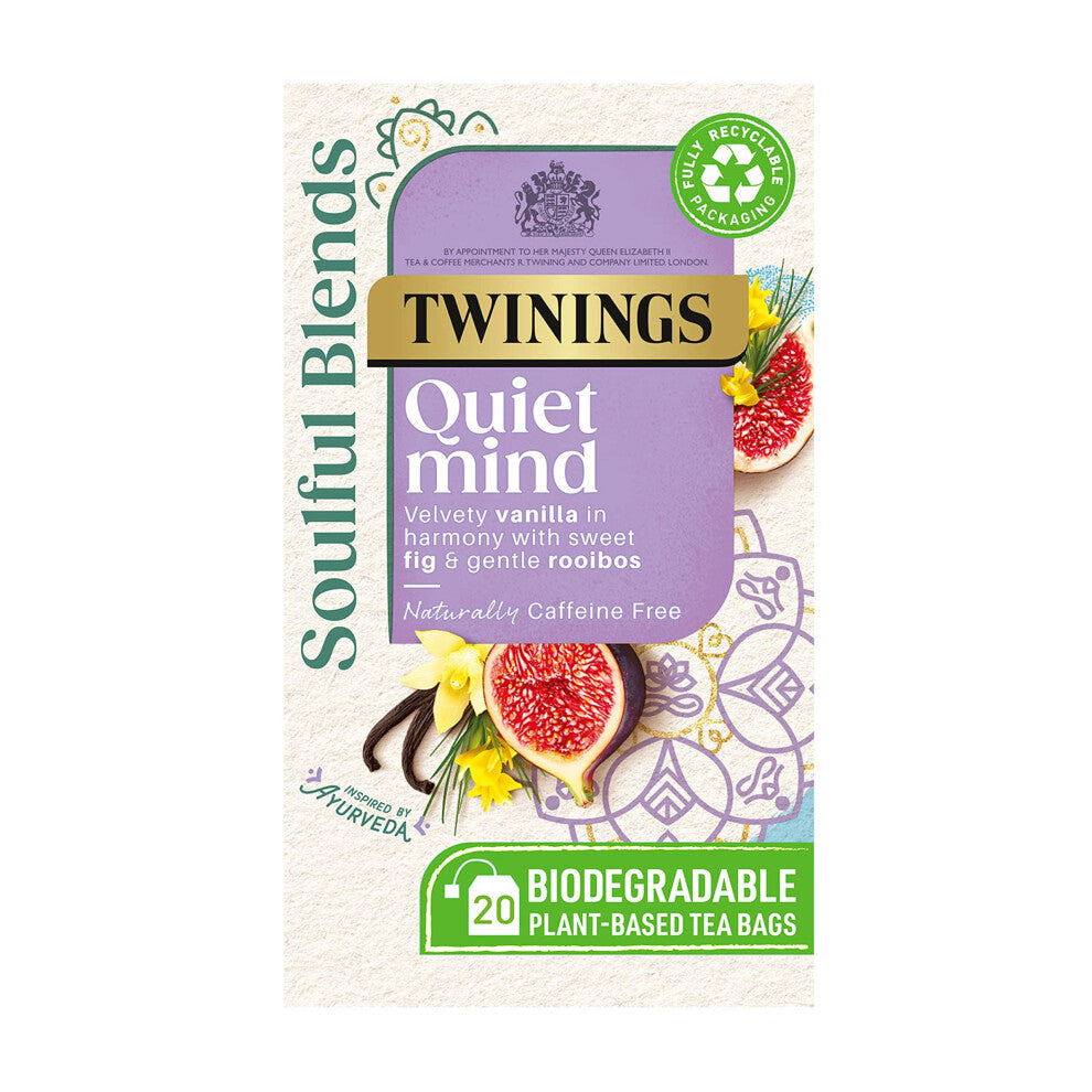 Twinings Soulful Blends Quiet Mind Inspired by Ayurveda  Velvety Vanilla Herbal Tea Infusion with Fig  Rooibos  20 x Biodegradable Tea Bags