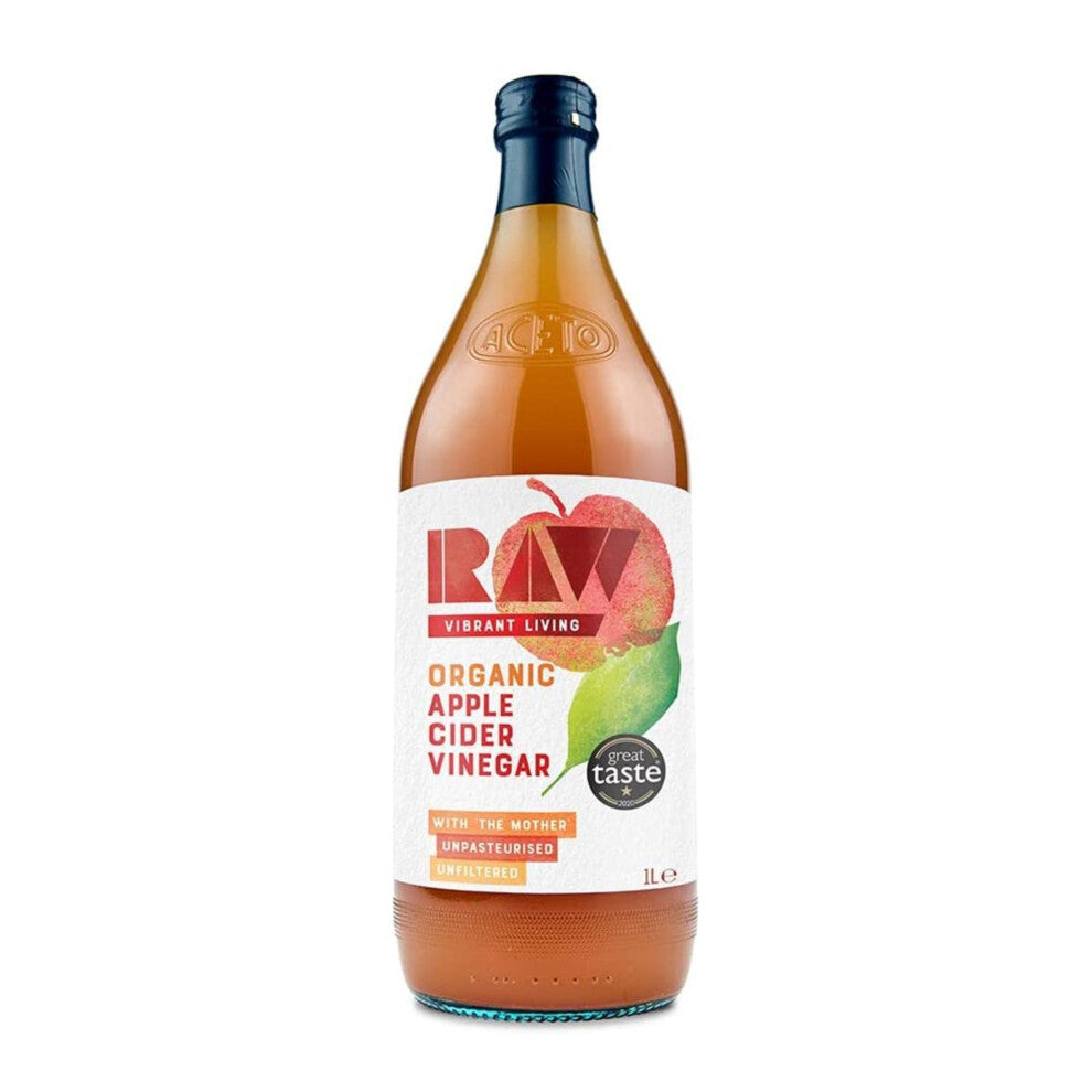 Raw Organic Apple Cider Vinegar with the Mother 1L  Raw Unpasteurised and Unfiltered  Gut Health Aids Digestion  Naturally Vegan
