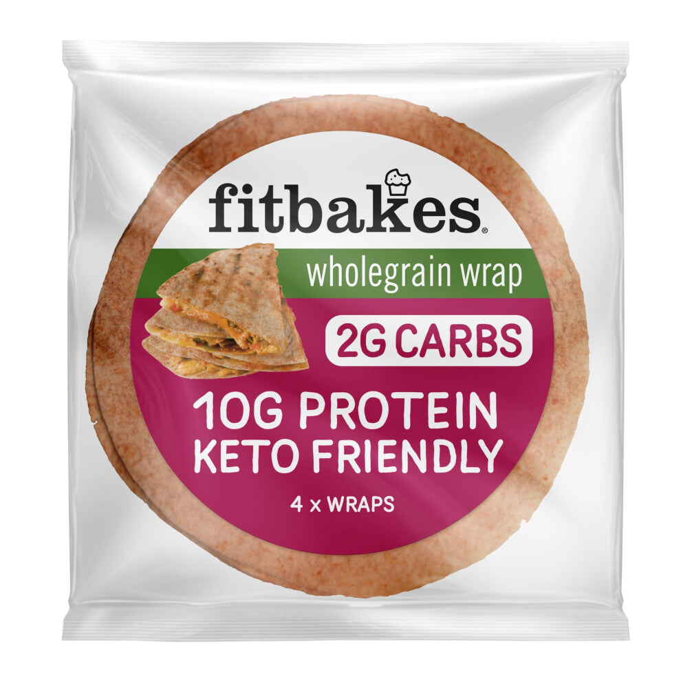 Fit bakes 2g Carbs Wholegrain Keto Wraps 10g Protein 4x40g Full Size Tortillas Low Carb Wraps Low Carb Bread Keto Bread Protein Diet Food UK Diet Sna