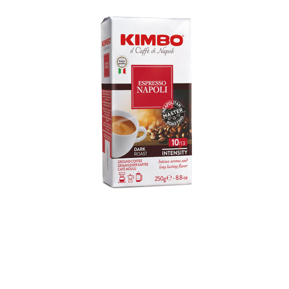 Kimbo Coffee Espresso Napoli Ground 250g  Italian Medium Dark Roast Grind Coffee  For Coffee Machines Moka Pots  Cafetieres  Roasted in Naples Italy