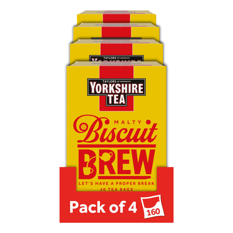 Yorkshire Tea Biscuit Brew Flavoured Tea Bags 4 Boxes of 40 Tea Bags Total 160 Bags