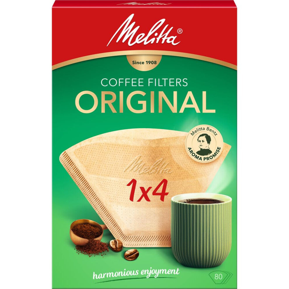Melitta 6658076 Pack Original Size 1x4 80 Filter Coffee Makers Brown Paper