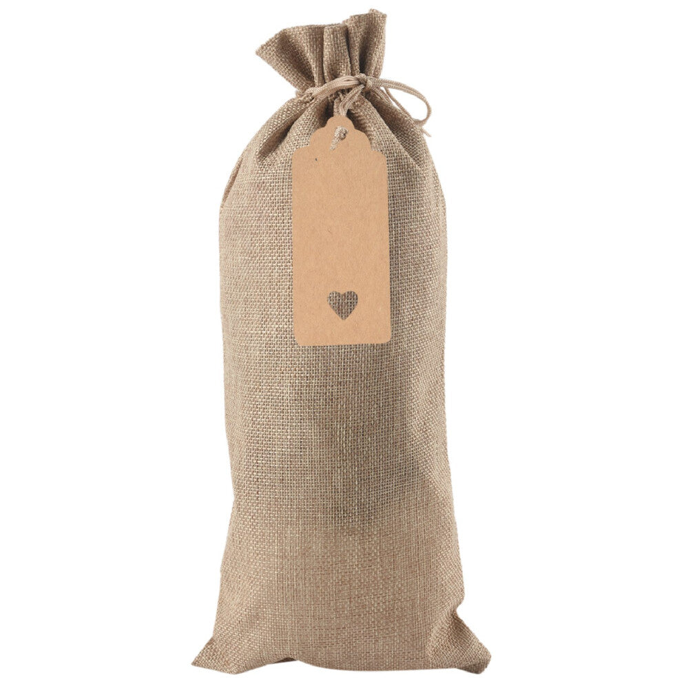 12 Pieces Burlap Wine Bags Bottle with Drawstrings Reusable Tags for Party Blind Tasting Birthday Wedding Travel Housewarming