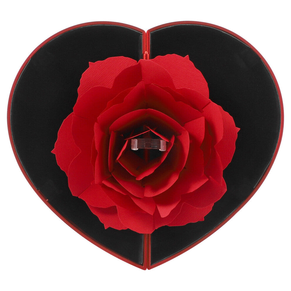Rose Flower Rotating Ring Box, Proposal Wedding Engagement Jewelry Storage Valentine's Best Female Gift Box,Love Home Decoration Box (Without Ring)