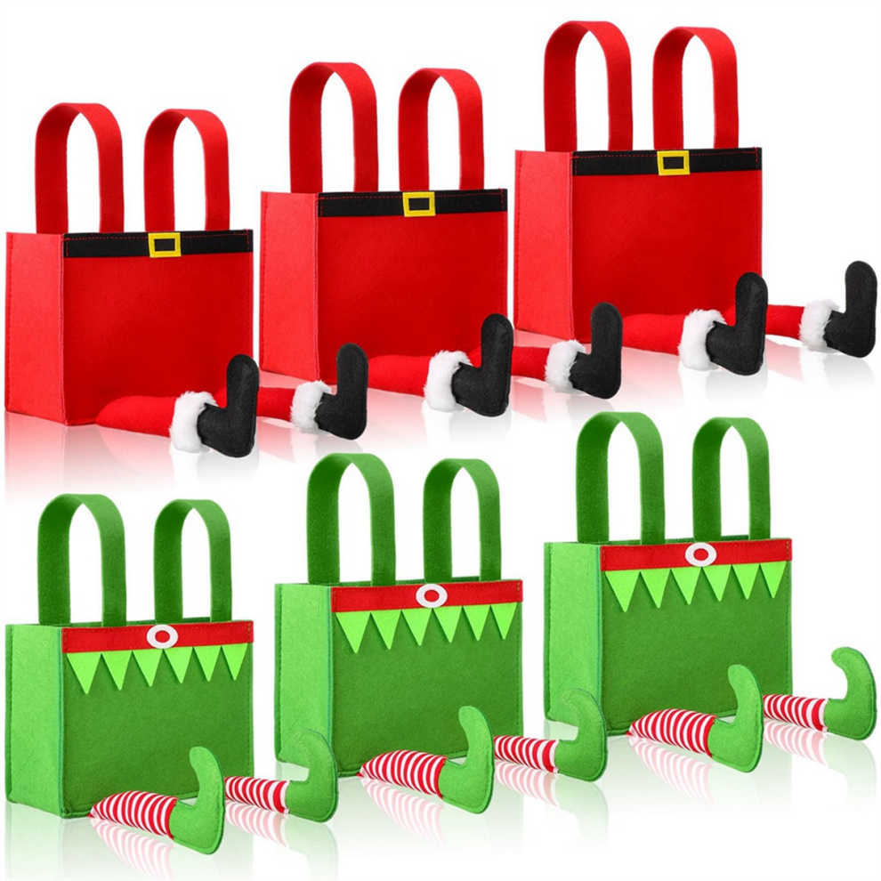 6 Pcs Christmas Candy Bags Pants Gift Bag with Handles Santa Handbag for Xmas Party Favor Decorations