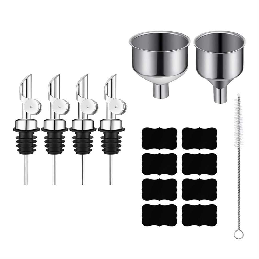 Olive Oil Bottle Spout, Stainless Steel Liquor Pourers for Vinegar, Auto Flip Top No-Drip Dispenser