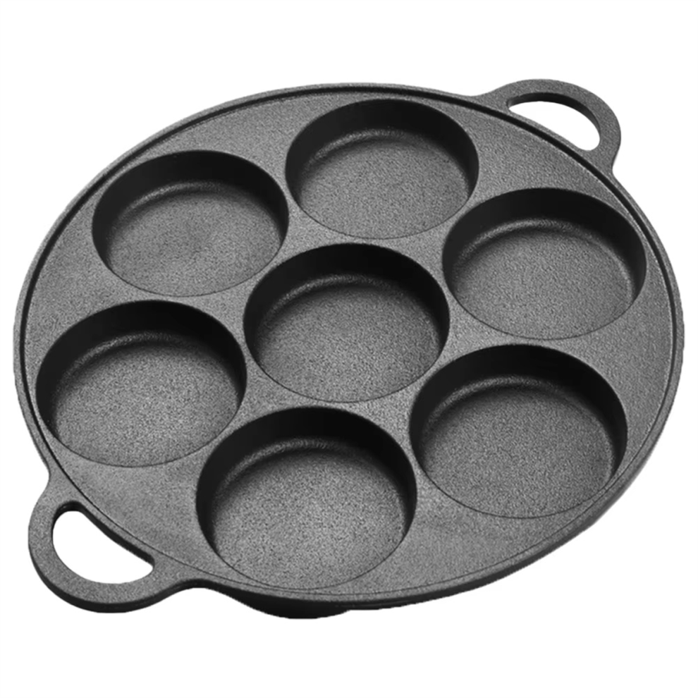 7 Hole Egg Pancake Steak Pan Cast Iron Non-Stick Kitchen Cooking Ham Breakfast Maker Cookware Omelet
