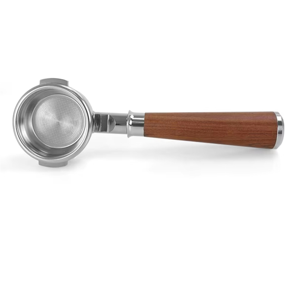 58mm Stainless Steel Includes Filter Basket Double Single-Layer Solid Wood Handle Coffee Bottomless B