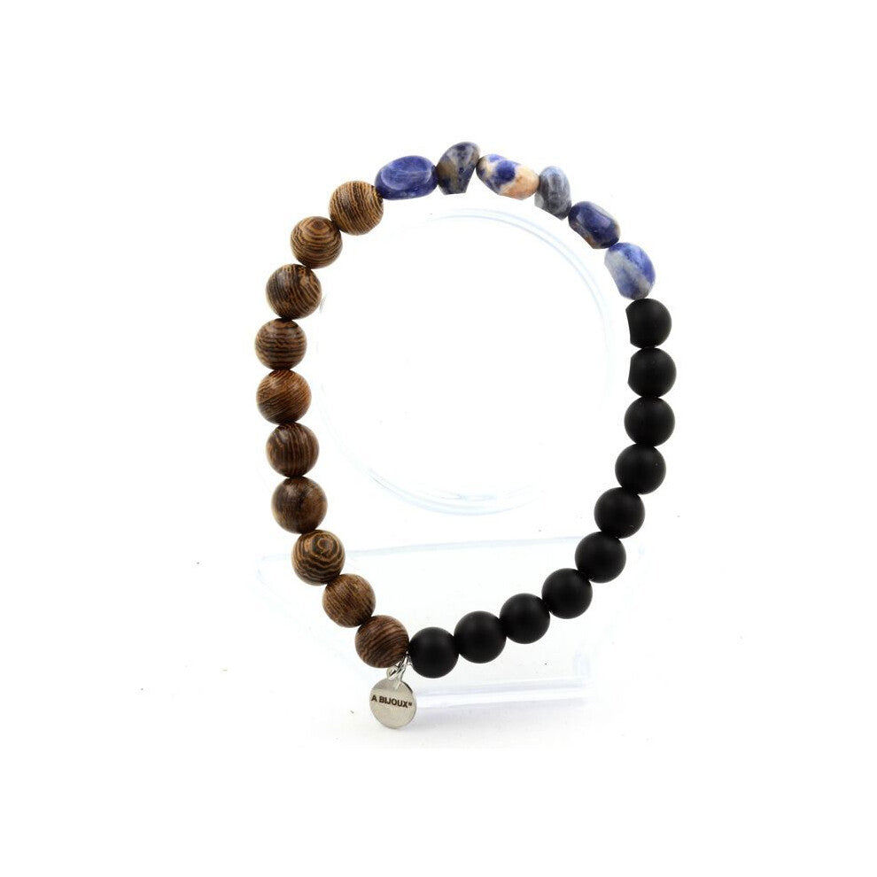 Bracelet - A Bijoux - Sodalite from Brazil - Matte black Onyx - Wood 8 mm - Length 19-20 cm
