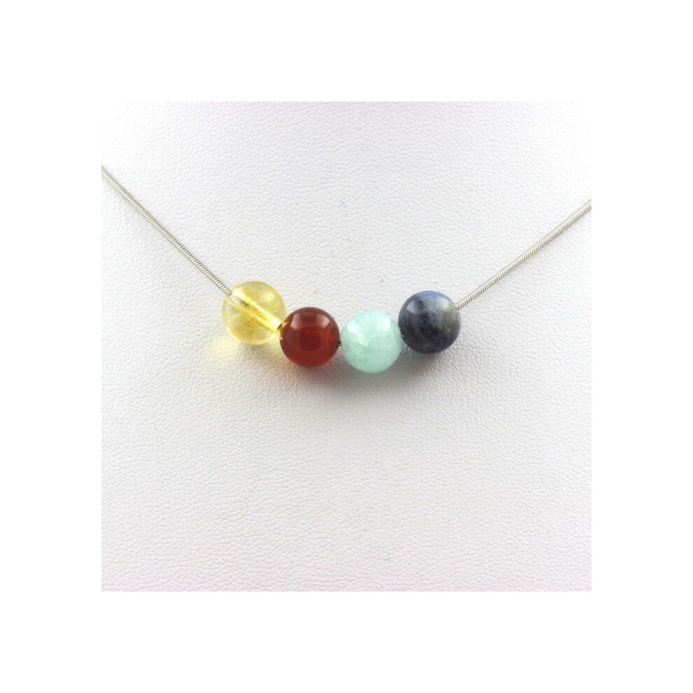 Stones and Minerals. Sodalite + Aquamarine + Red Agate + Citrine 8 mm beaded necklace. Necklace for women and men. Custom size