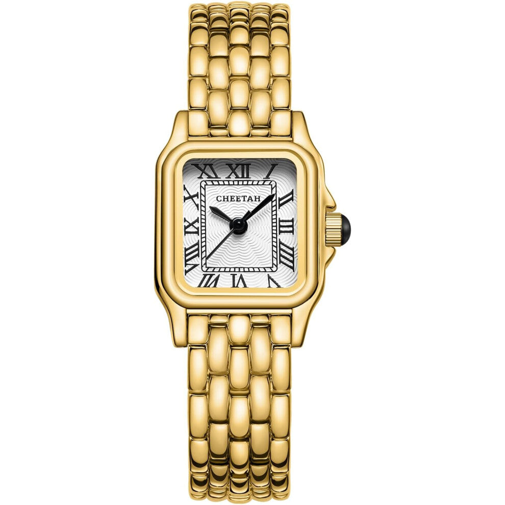 CHEETAH Small Ladies Watches for Women Analogue Quartz Womens Watch with Vintage Bracelet, Rectangular Case Roman Dial Digital Waterproof
