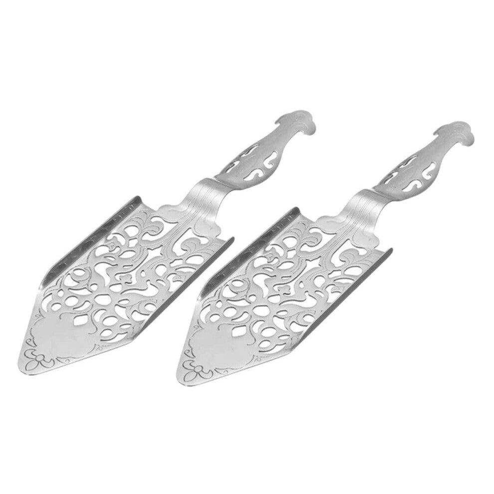 Stainless Steel Absinthe Spoons Set of 2 - Decorative Hollow Spoons for Absinthe Dripper and Cocktail Sugar Cubes, Dishwasher Safe