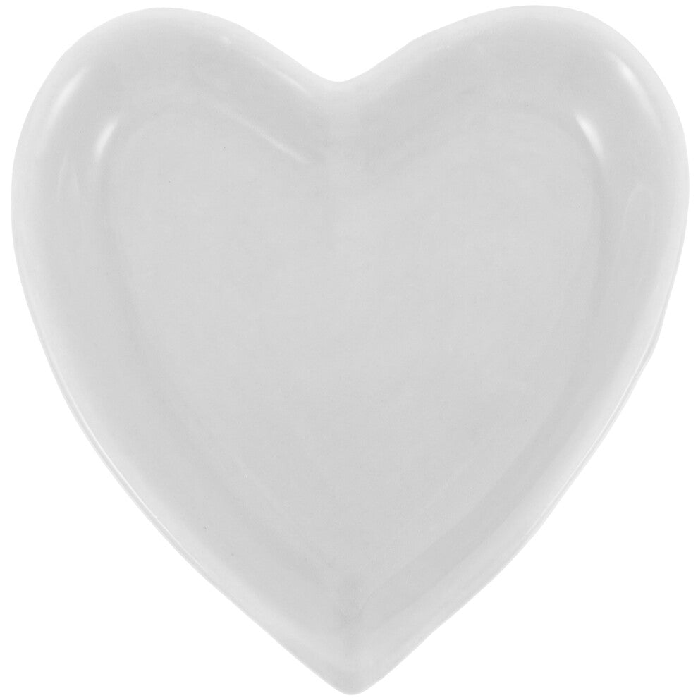 White Jewellery Dish Circle Heart Necklace Tray Vanity Plate