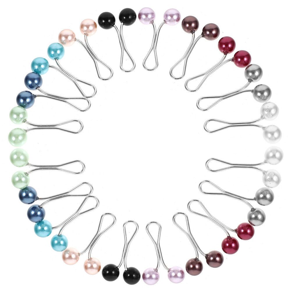 24 Pcs Pearl Brooch Silk Scarf Clip Hijab Buckles Holders