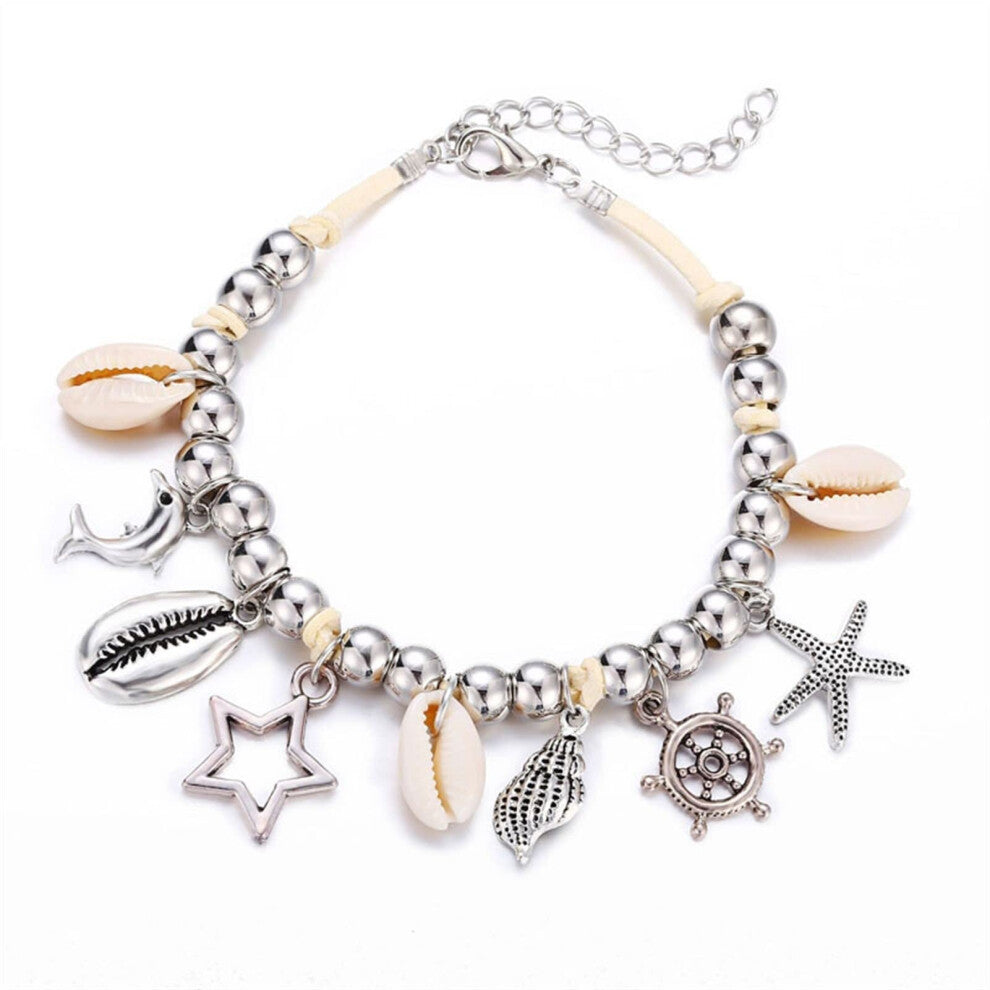 Foot Chain Dolphin Starfish Design Women's Anklet with Shell Pendant Beach Style Jewelry Accessories