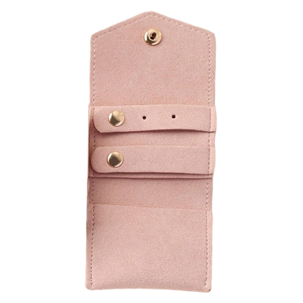 Jewellery Roll Bag Organiser for Travel, Portable Pink Necklace and Ring Storage Bag, Small Compact Design