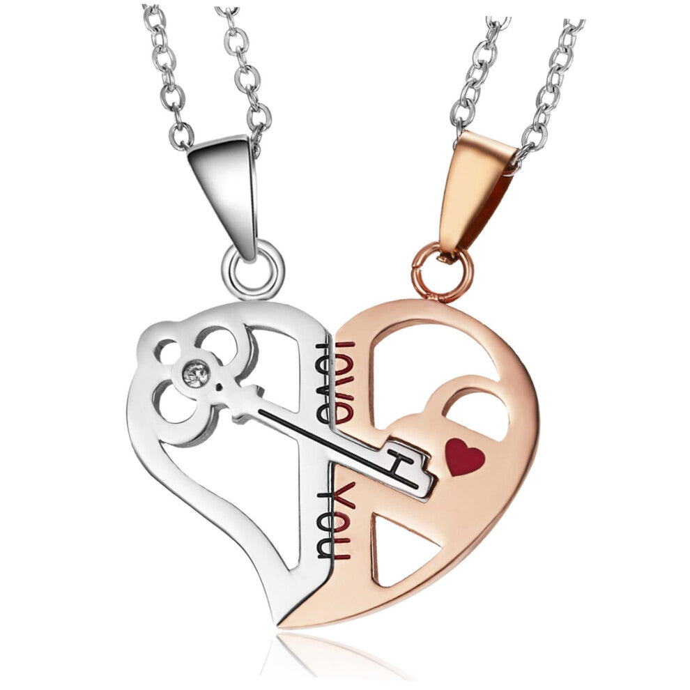 Heart-Shaped Puzzle Design Necklace Set for Couples - Durable Romantic Jewelry for Valentine's Day Connection