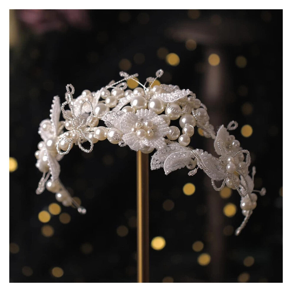 Pearl Crystal Hair Band Headpiece for Brides, Flower Girls & Parties - Rattan Hair Accessories, One Size, Elegant Design