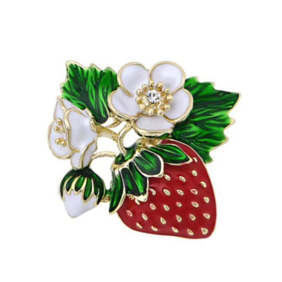 Glittering Rhinestone Brooch Strawberry Lapel Pin Handmade Jewelry for Men and Women 3.2 x 3.5 cm Metal No Gemstone