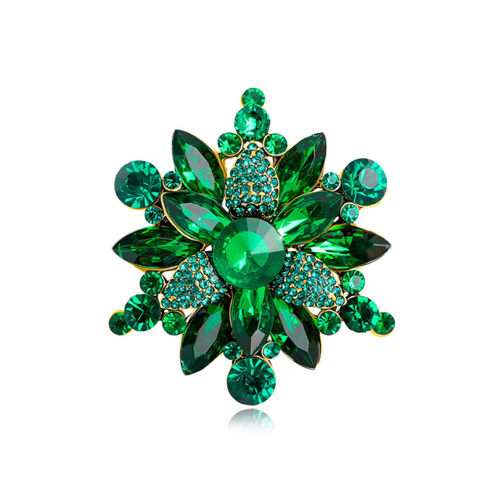 Christmas Brooch Crystal Glass Corsage Pin for Clothing Accessories, One Size, Green Fashion Jewelry