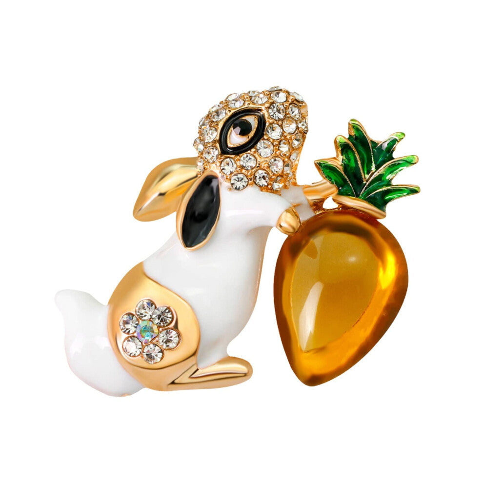 Easter Bunny Brooch Women's Corsage in Yellow Alloy with Oil Drops for Jackets and Accessories, One Size