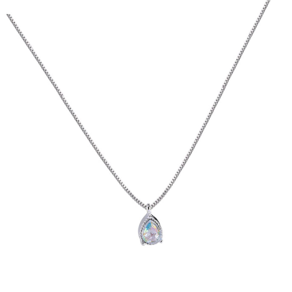 Zircon Necklace Women Drop Pendant Collarbone Chain Copper Simple Jewelry Statement Necklace for Daughter