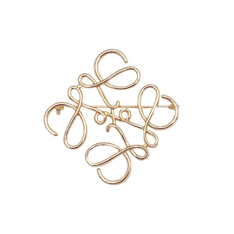 Brooches & Lapel Pins For Women Square Hollow Symmetrical Design Western Style Corsage Accessories in Silver and Gold